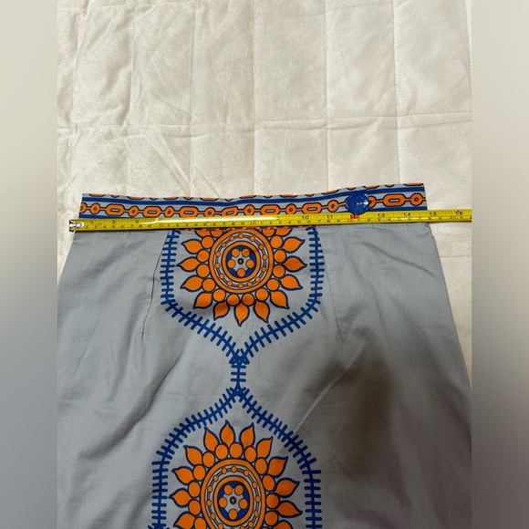 Anthropologie Plenty by Tracy Reece orange & blue mandala pencil skirt, Size 8. - Picture 4 of 6